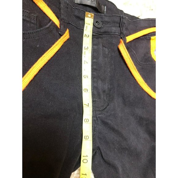 KDNK Men's Sz 32 Stretch Destroyed Knee, Ankle Zip, Black w/Orange Stripe & Draw - Picture 8 of 8